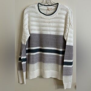 Hem & Thread Knit Sweater - Cream and Lavender Stripes